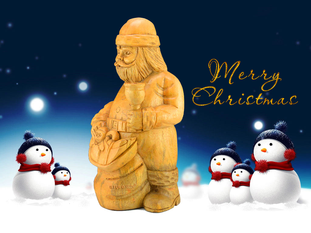 3D 2018 年圣誕節圣誕老人雕刻項目（由木工數控雕刻機制作）