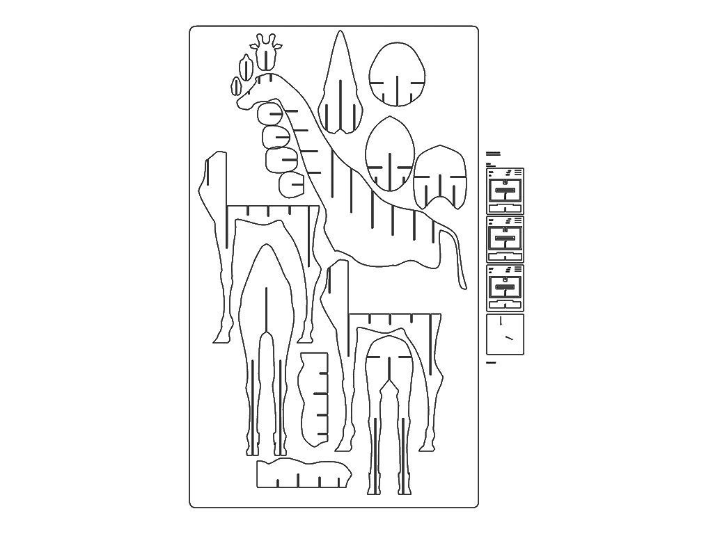 長頸鹿書柜的嵌套數控雕刻機 PLT 文件